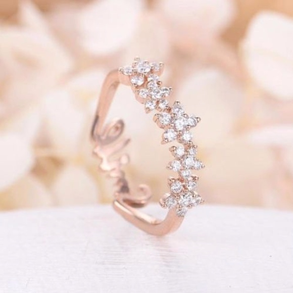 Smile Two-Sided Rose Gold Sparkling Statement Ring - Picture 1 of 8